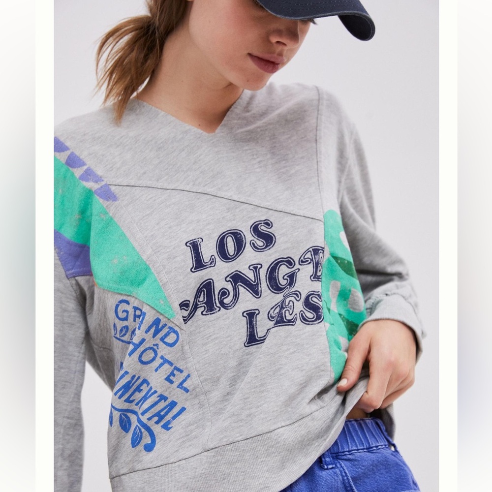 Anthropologie Maeve Gray Road Trip Graphic Hoodie Sweatshirt in Size Small - Picture 6 of 16